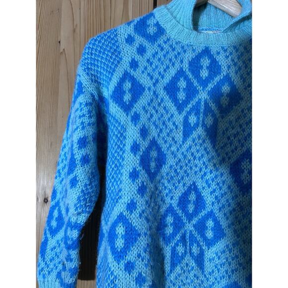 VTG United Colors Of Benetton Blue Abstract Sweater Size S - Picture 2 of 8